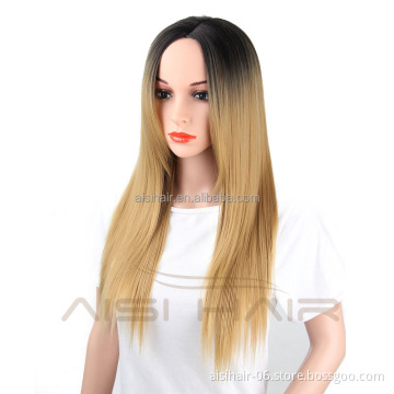 Long Straight Ombre Blonde Hair Synthetic Wigs For Black Women Cosplay Wig